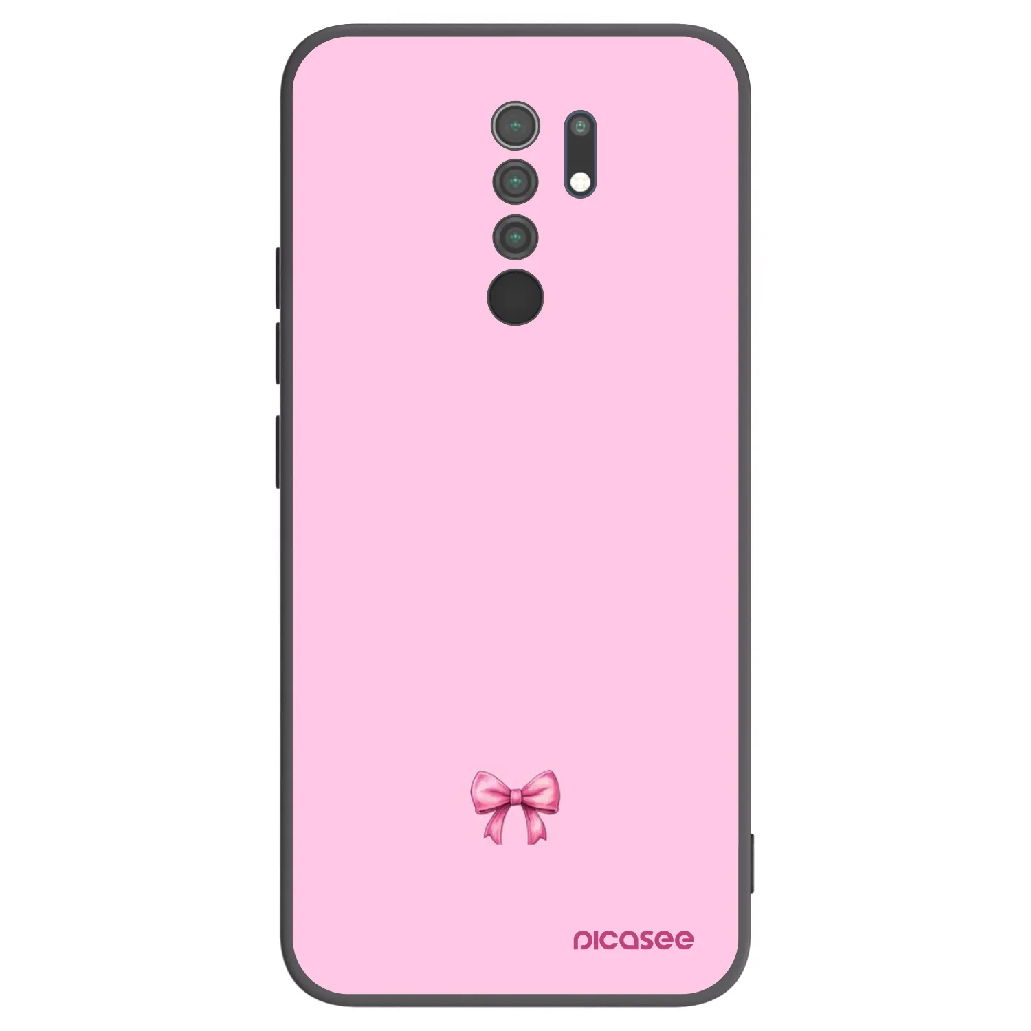 Picasee silikonowe czarne etui na Xiaomi Redmi 9 - Blush bow