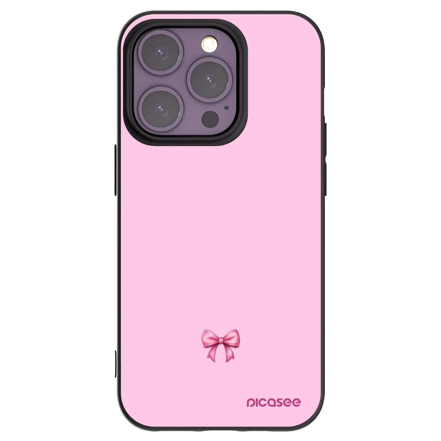 Picasee silikonowe czarne etui na Apple iPhone 14 Pro - Blush bow