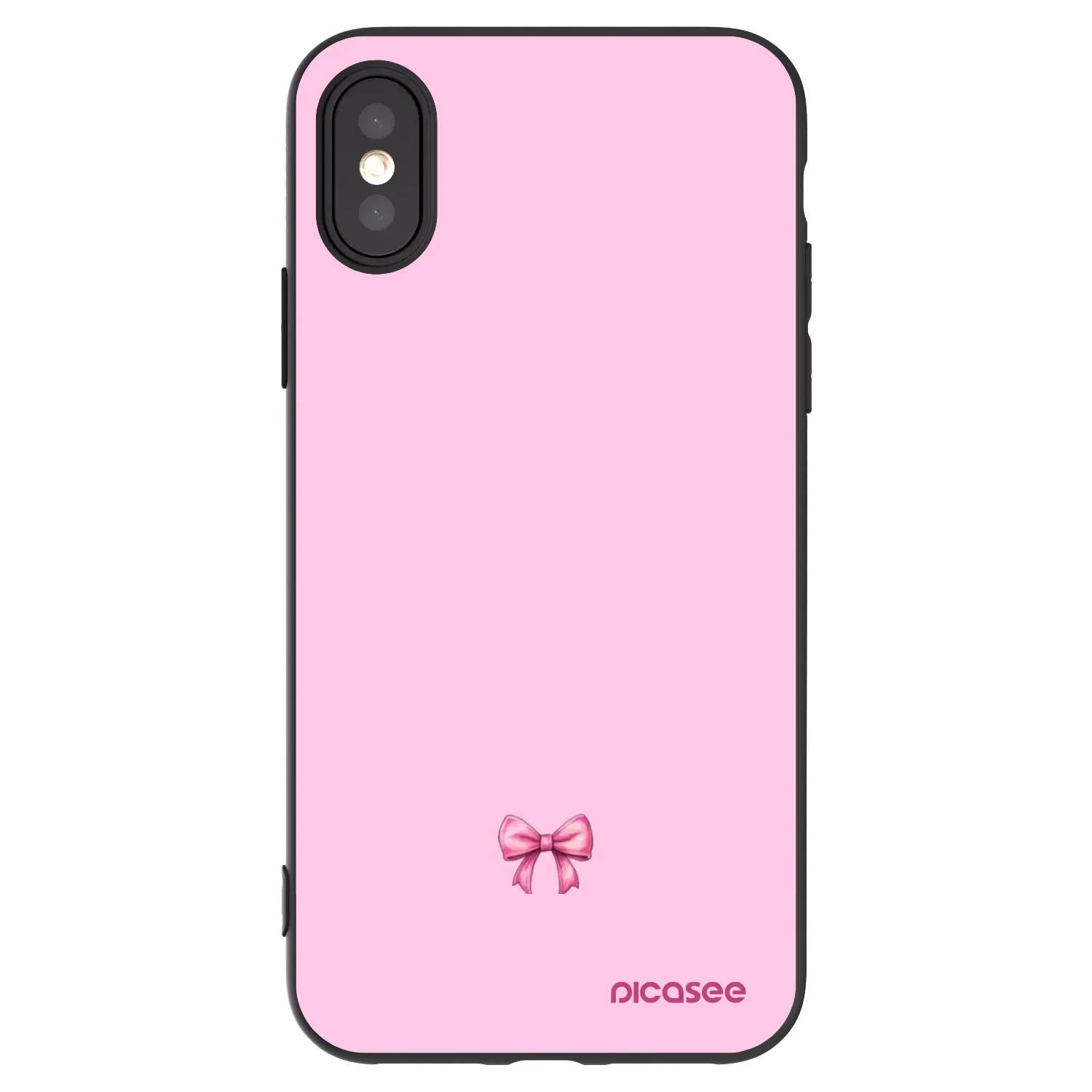 Picasee silikonowe czarne etui na Apple iPhone X/XS - Blush bow