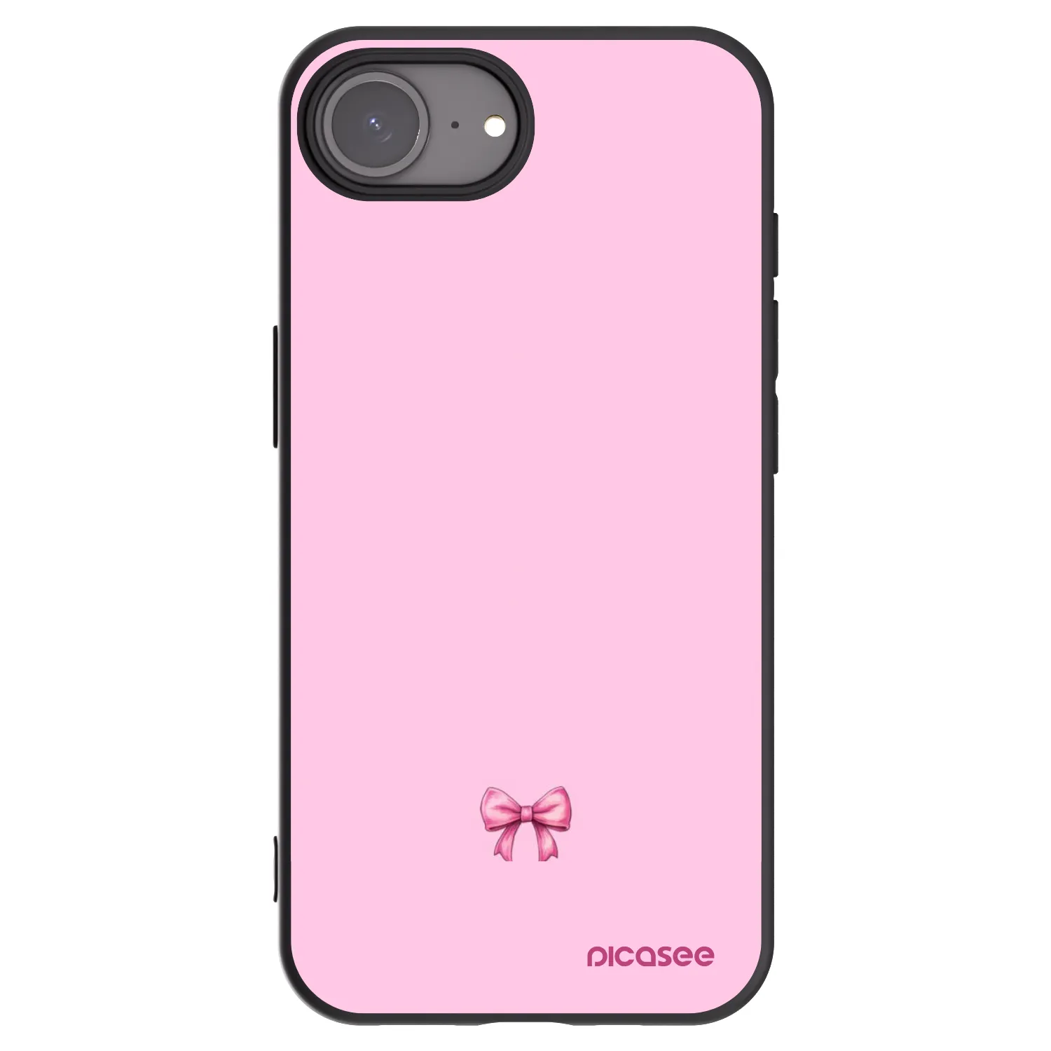 Picasee silikonowe czarne etui na Apple iPhone 16e - Blush bow