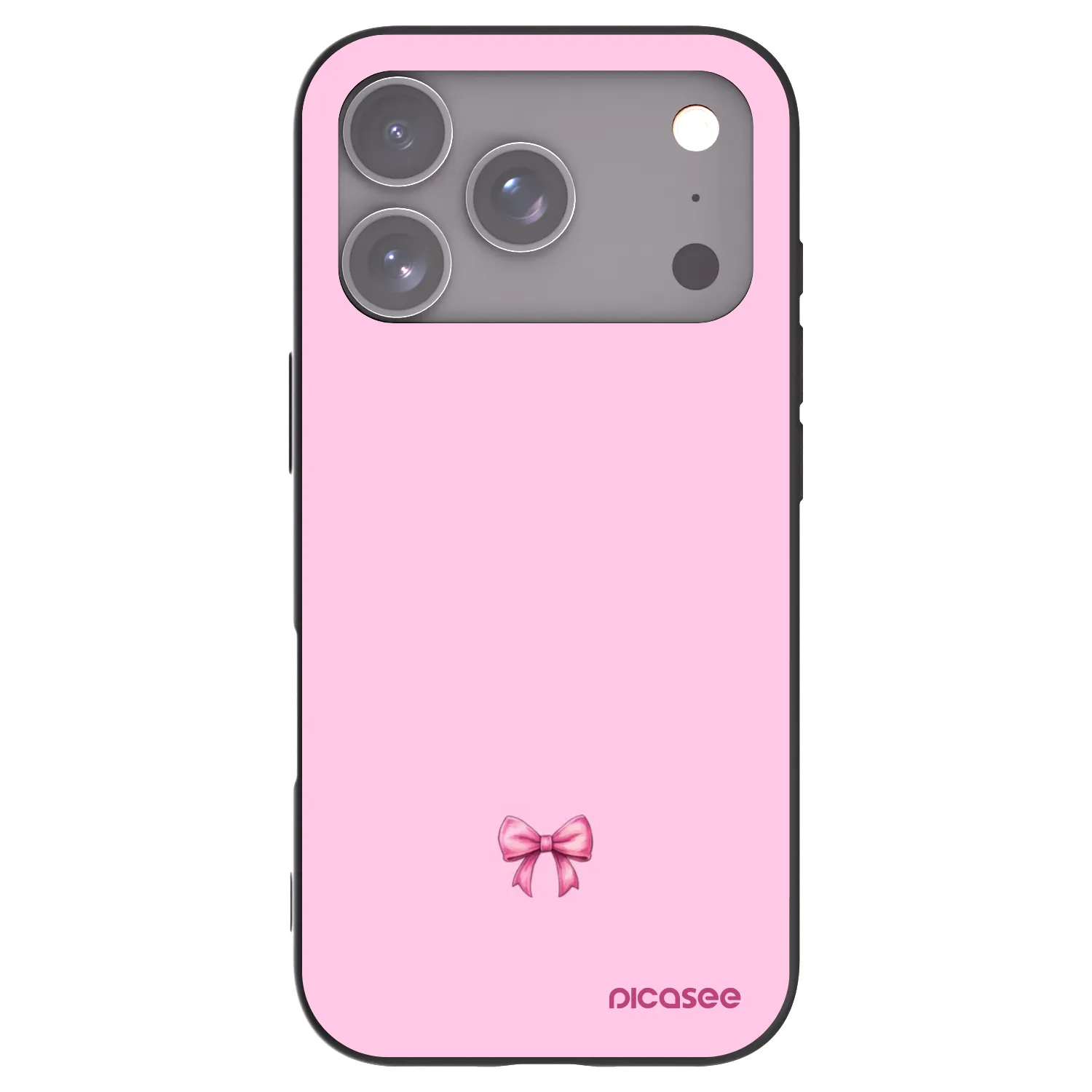 Picasee silikonowe czarne etui na Apple iPhone 17 Pro - Blush bow