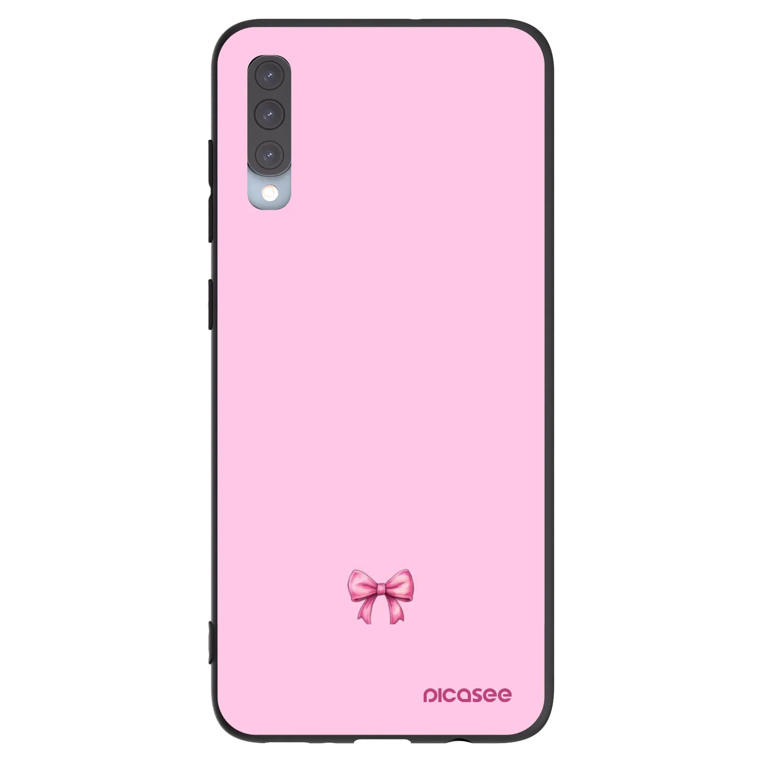 Picasee silikonowe czarne etui na Samsung Galaxy A70 A705F - Blush bow