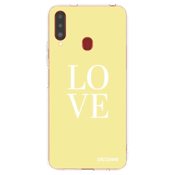 Picasee silikonowe przeźroczyste etui na Samsung Galaxy A20s - Love