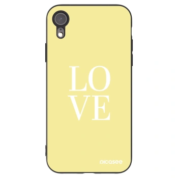 Picasee silikonowe czarne etui na Apple iPhone XR - Love