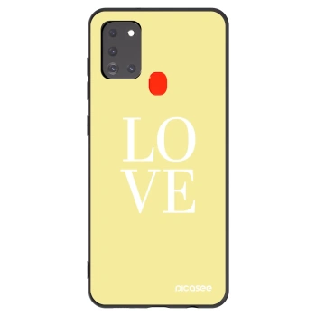 Picasee silikonowe czarne etui na Samsung Galaxy A21s - Love