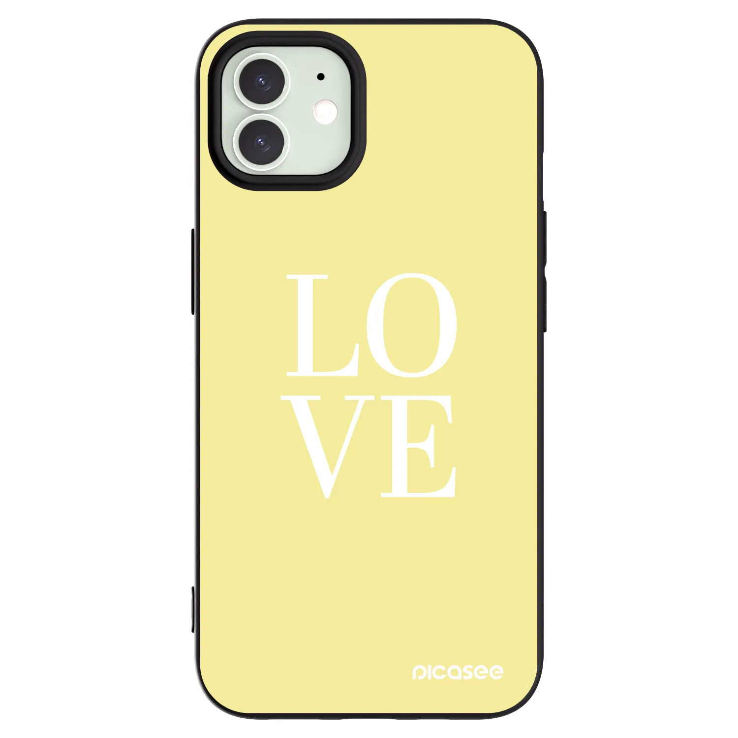 Picasee silikonowe czarne etui na Apple iPhone 12 - Love