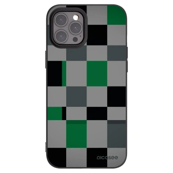 Picasee silikonowe czarne etui na Apple iPhone 12 Pro Max - Block Grid