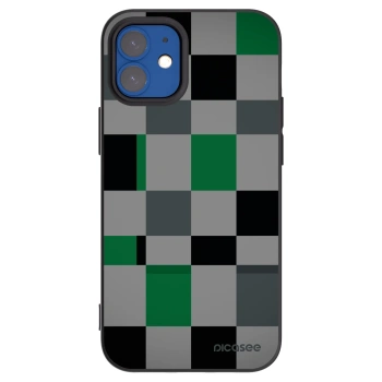 Picasee silikonowe czarne etui na Apple iPhone 12 mini - Block Grid