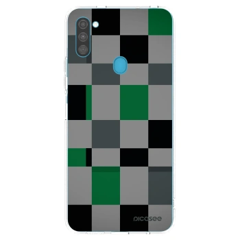 Picasee silikonowe przeźroczyste etui na Samsung Galaxy M11 - Block Grid
