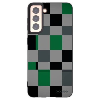 Picasee silikonowe czarne etui na Samsung Galaxy S21 5G G991B - Block Grid