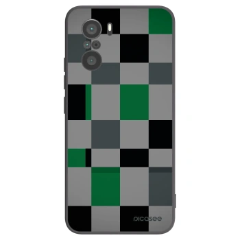 Picasee silikonowe czarne etui na Xiaomi Poco F3 - Block Grid