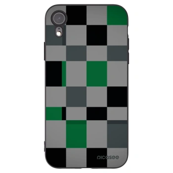 Picasee silikonowe czarne etui na Apple iPhone XR - Block Grid
