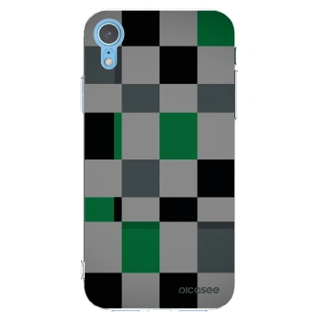 Picasee silikonowe przeźroczyste etui na Apple iPhone XR - Block Grid