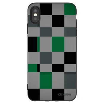 Picasee silikonowe czarne etui na Apple iPhone XS Max - Block Grid