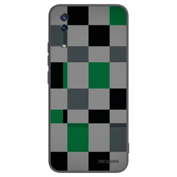 Picasee silikonowe czarne etui na Vivo Y11s - Block Grid