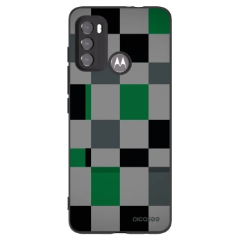 Picasee silikonowe czarne etui na Motorola Moto G60 - Block Grid