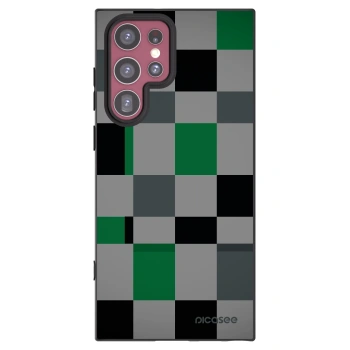 Picasee silikonowe czarne etui na Samsung Galaxy S22 Ultra 5G - Block Grid