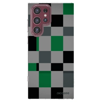 Picasee silikonowe przeźroczyste etui na Samsung Galaxy S22 Ultra 5G - Block Grid