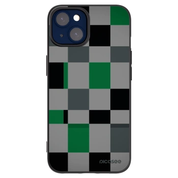 Picasee silikonowe czarne etui na Apple iPhone 14 - Block Grid