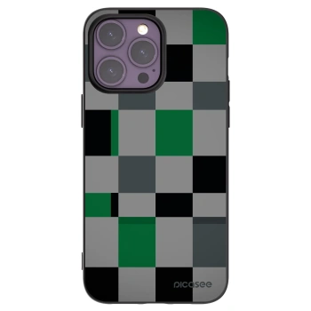 Picasee silikonowe czarne etui na Apple iPhone 14 Pro Max - Block Grid