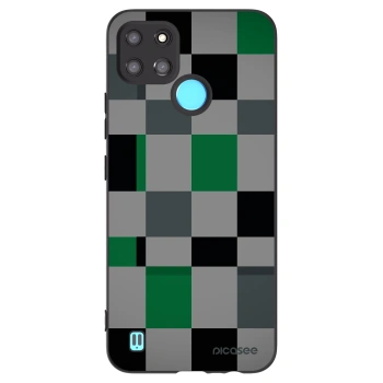 Picasee silikonowe czarne etui na Realme C21Y - Block Grid
