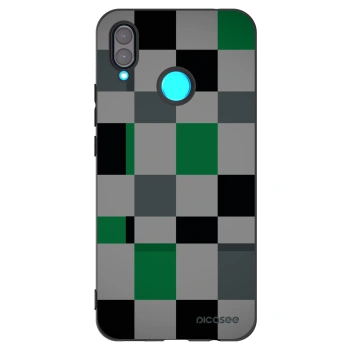 Picasee silikonowe czarne etui na Huawei Nova 3 - Block Grid