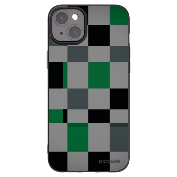 Picasee silikonowe czarne etui na Apple iPhone 15 Plus - Block Grid
