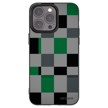 Picasee silikonowe czarne etui na Apple iPhone 15 Pro Max - Block Grid