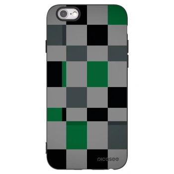 Picasee silikonowe czarne etui na Apple iPhone 6/6S - Block Grid