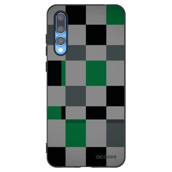 Picasee silikonowe czarne etui na Huawei P20 Pro - Block Grid