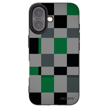 Picasee silikonowe czarne etui na Apple iPhone 16 - Block Grid