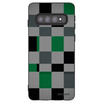 Picasee silikonowe czarne etui na Samsung Galaxy S10 G973 - Block Grid