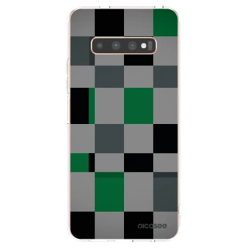 Picasee silikonowe przeźroczyste etui na Samsung Galaxy S10 Plus G975 - Block Grid