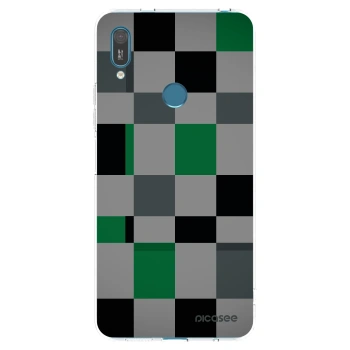 Picasee silikonowe przeźroczyste etui na Huawei Y7 2019 - Block Grid