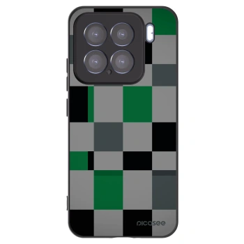 Picasee silikonowe czarne etui na Xiaomi 15 - Block Grid