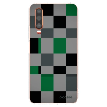 Picasee silikonowe przeźroczyste etui na Huawei P30 - Block Grid