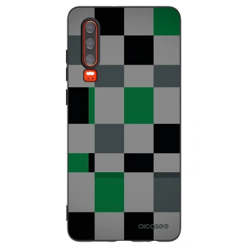 Picasee silikonowe czarne etui na Huawei P30 - Block Grid
