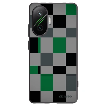 Picasee silikonowe czarne etui na Xiaomi Poco F7 5G - Block Grid