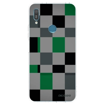 Picasee silikonowe przeźroczyste etui na Huawei Y6 2019 - Block Grid