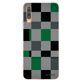 Picasee silikonowe przeźroczyste etui na Samsung Galaxy A70 A705F - Block Grid