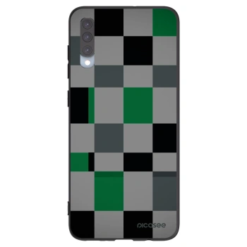Picasee silikonowe czarne etui na Samsung Galaxy A70 A705F - Block Grid