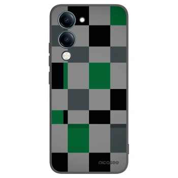 Picasee silikonowe czarne etui na Vivo Y29s 5G - Block Grid