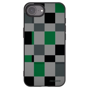 Picasee silikonowe czarne etui na Apple iPhone 17e - Block Grid