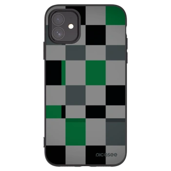 Picasee silikonowe czarne etui na Apple iPhone 11 - Block Grid