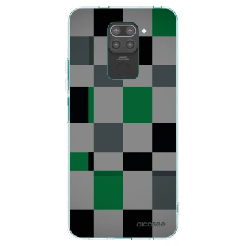 Picasee silikonowe czarne etui na Xiaomi Redmi Note 9 - Block Grid