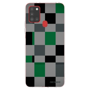 Picasee silikonowe przeźroczyste etui na Samsung Galaxy A21s - Block Grid