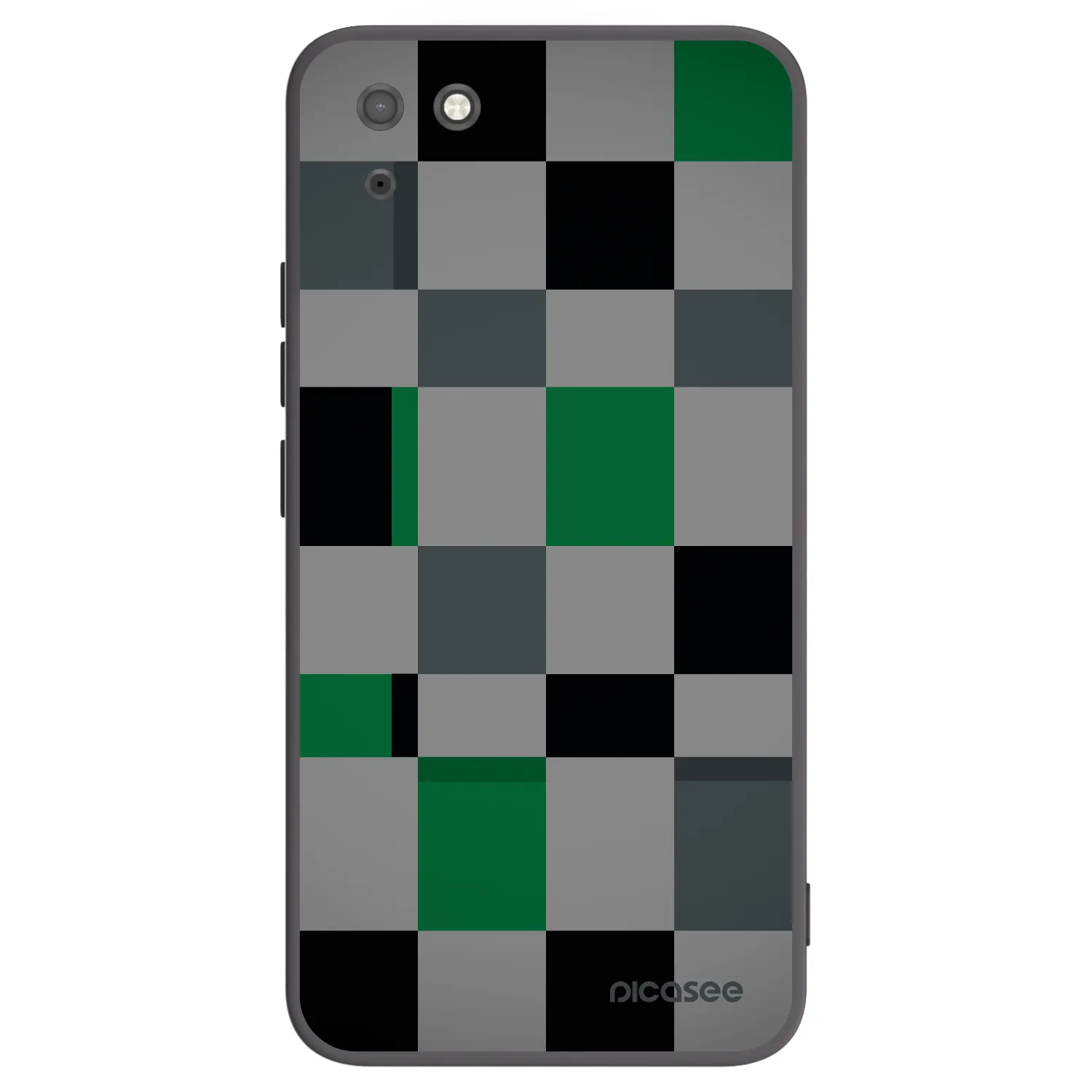 Picasee silikonowe czarne etui na Huawei Y5P - Block Grid