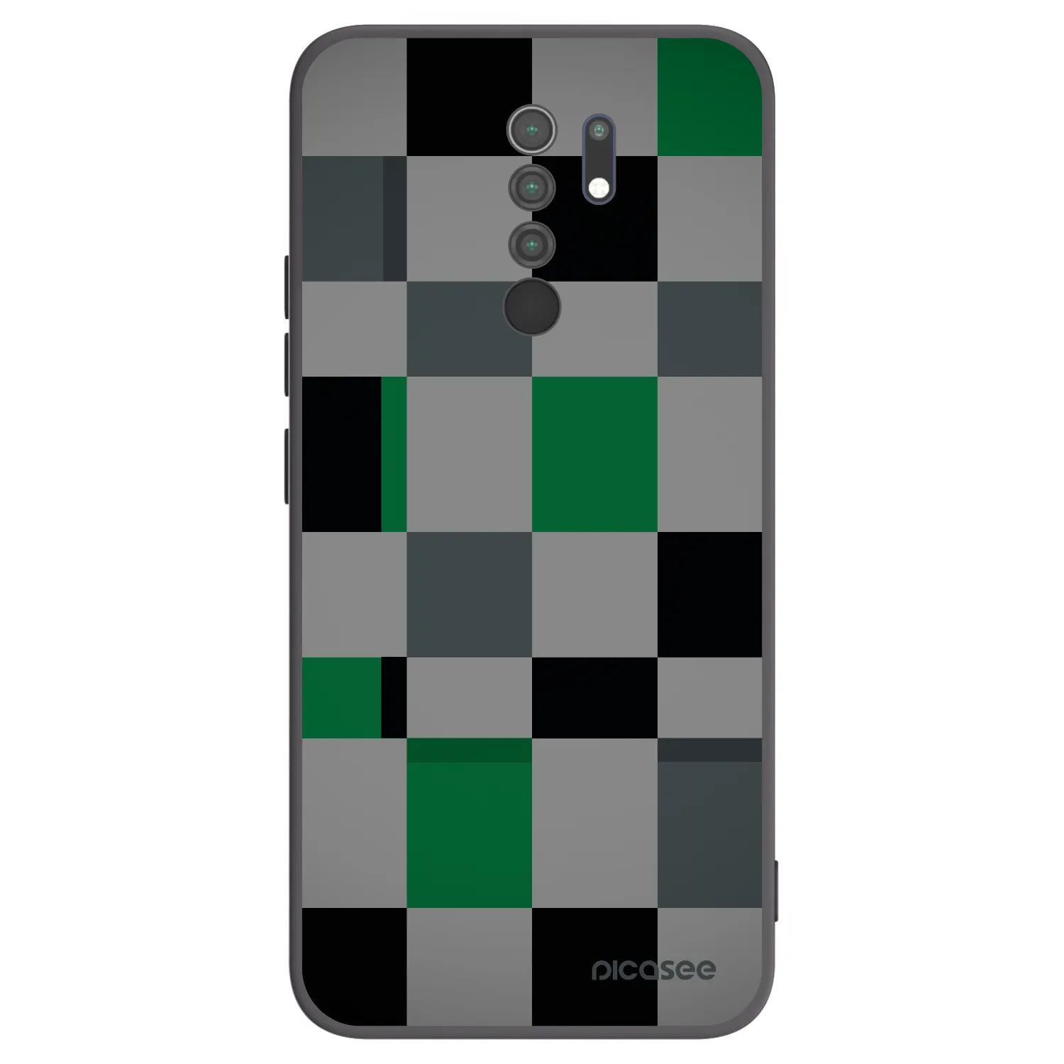 Picasee silikonowe czarne etui na Xiaomi Redmi 9 - Block Grid