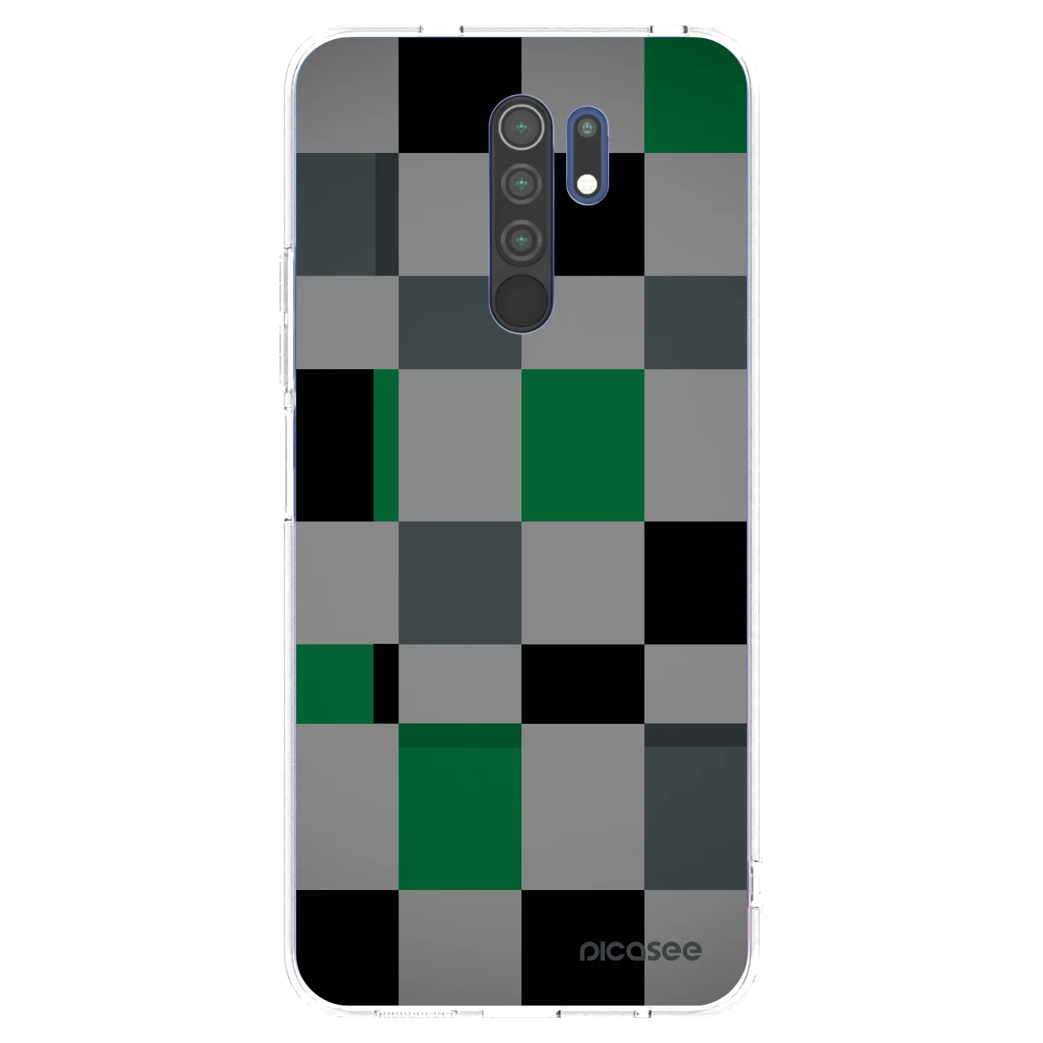 Picasee silikonowe przeźroczyste etui na Xiaomi Redmi 9 - Block Grid
