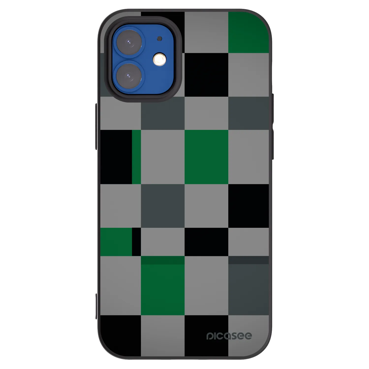 Picasee silikonowe czarne etui na Apple iPhone 12 mini - Block Grid